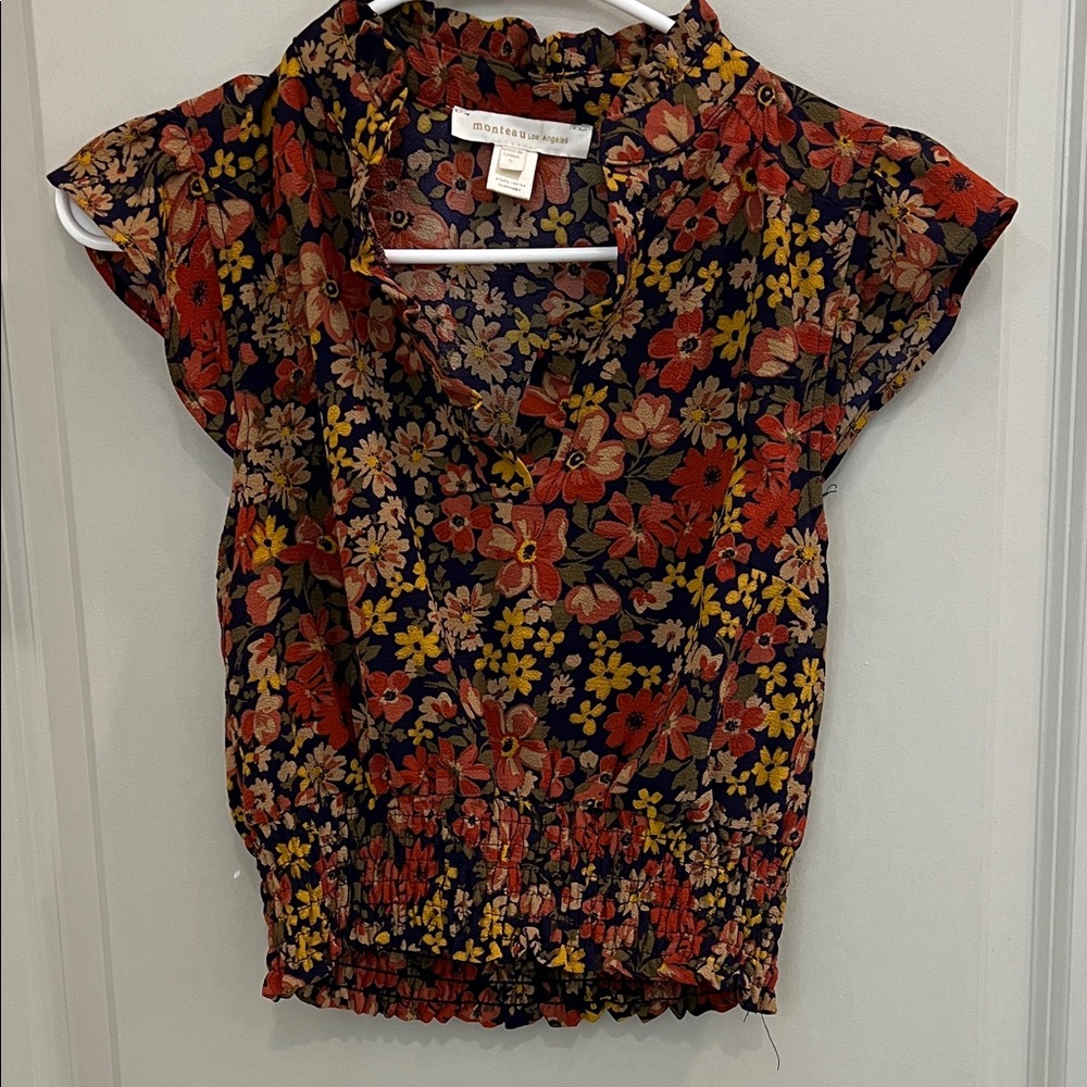 Montana Blues Floral Cap Sleeve Blouse